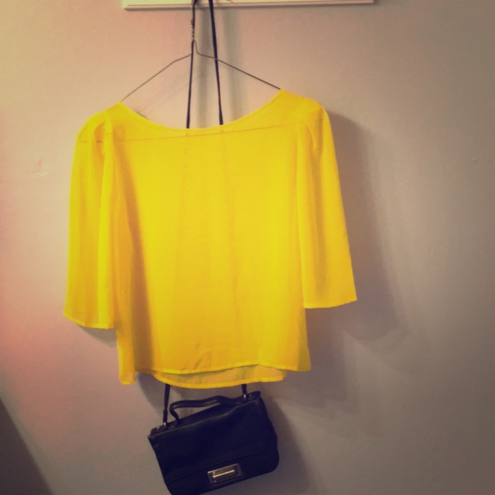 American Apparel neon bright yellow silk top